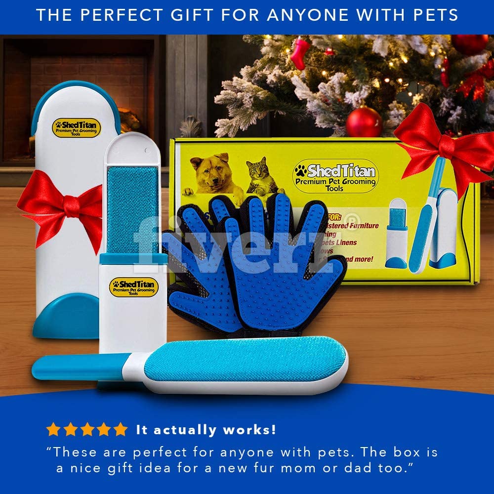 ShedTitan Pet Hair Remover & Grooming Gloves Kit