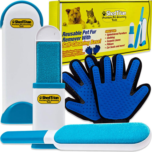 ShedTitan Pet Hair Remover & Grooming Gloves Kit